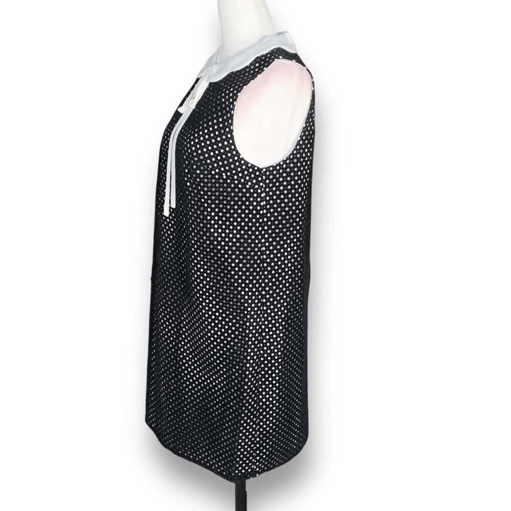 CeCe Retro Black White Polka Dot Dress Peter Pan Collar Whimsical Bow Tie Size 6 - Picture 7 of 11